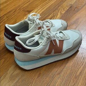 New Balance White and Orange Athletic Shoes